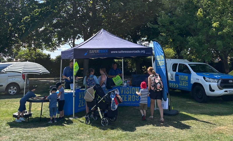 People attending the Safer Essex Roads Partnership stand at a local event